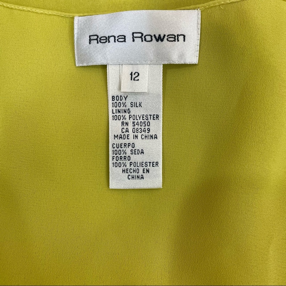 NWT Rena Rowan Yellow Silk Sleeveless Blouse - Picture 4 of 5